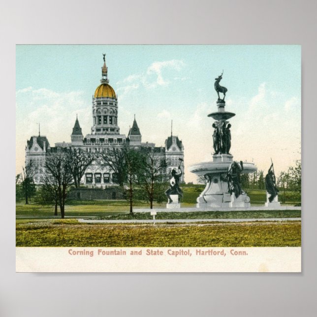 Staat Hauptstadt, Hartford CT 1907 Vintag Poster (Vorne)