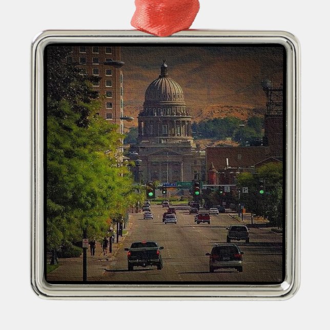 Staat Hauptstadt in Boise, Idaho Silbernes Ornament (Vorne)