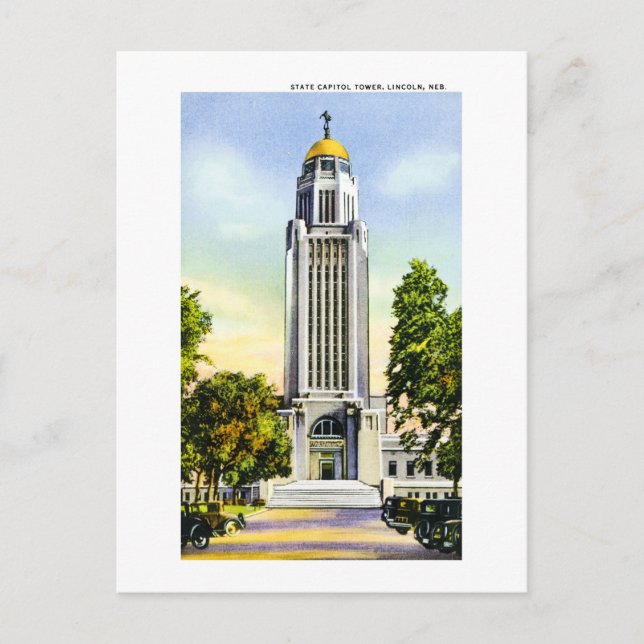 Staat Hauptstadt Tower, Lincoln, Nebraska Postkarte (Vorderseite)