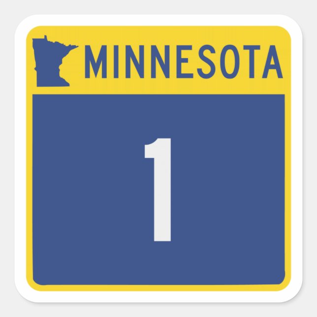 Staat Highway 1, Minnesota, USA Quadratischer Aufkleber (Vorderseite)