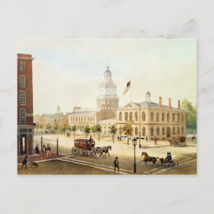 Staat House, Philadelphia, graviert von Deroy Postkarte