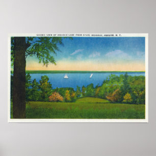 Staat Hwy landschaftliche Ansicht von Owasco See Poster