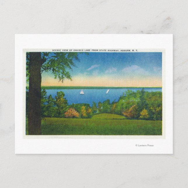 Staat Hwy Landschaftliche Sicht auf den Owasco See Postkarte (Vorderseite)