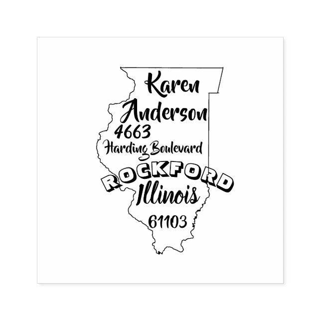 STAAT ILLINOIS LINCOLN RÜCKSENDEADRESSE ROCKFORD GUMMISTEMPEL (Prägung)