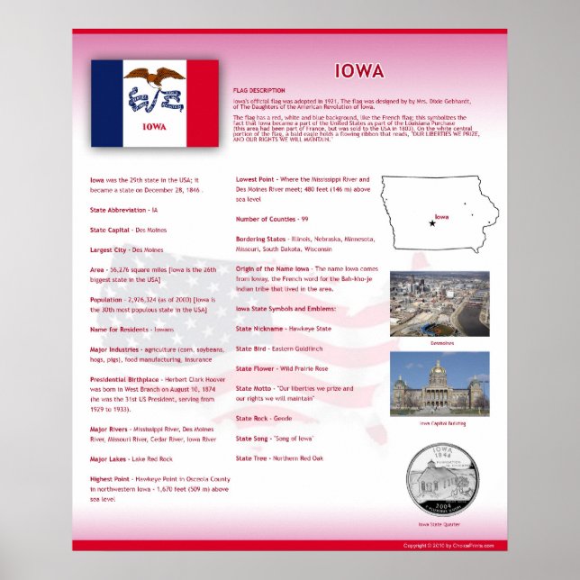 Staat Iowa, IA Posters Poster (Vorne)
