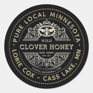 Staat Name Heraldic Bee Honey Label Runder Aufkleber