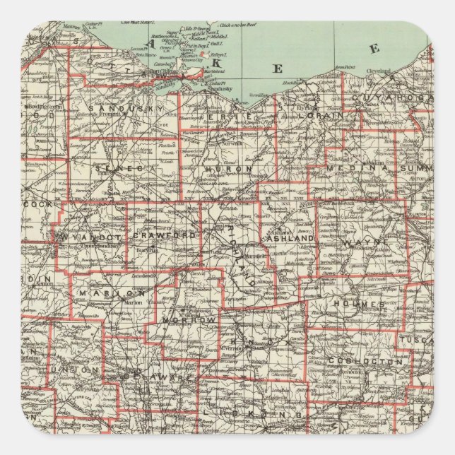 Staat Ohio Quadratischer Aufkleber (Vorderseite)