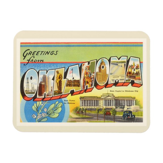 Staat Oklahoma OK Alte Jahrgang Reise Souvenir Magnet (Horizontal)