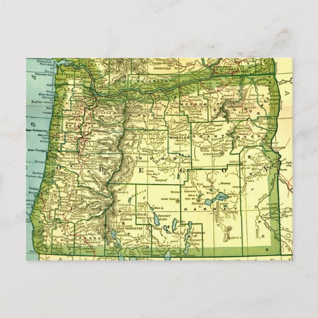 Staat Oregon Karte Postkarte (Vorderseite)
