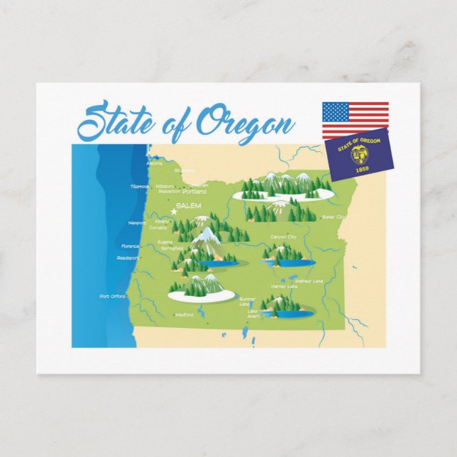 Staat Oregon Postkarte (Vorderseite)