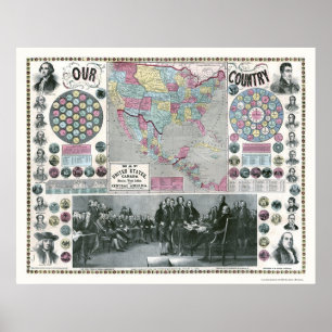 Staat-Präsidenten Map - 1859 Poster