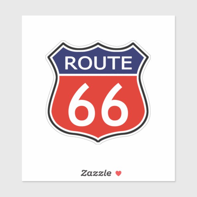 Staat Route 66 Reiseaufkleber rot und blau Aufkleber (Blatt)