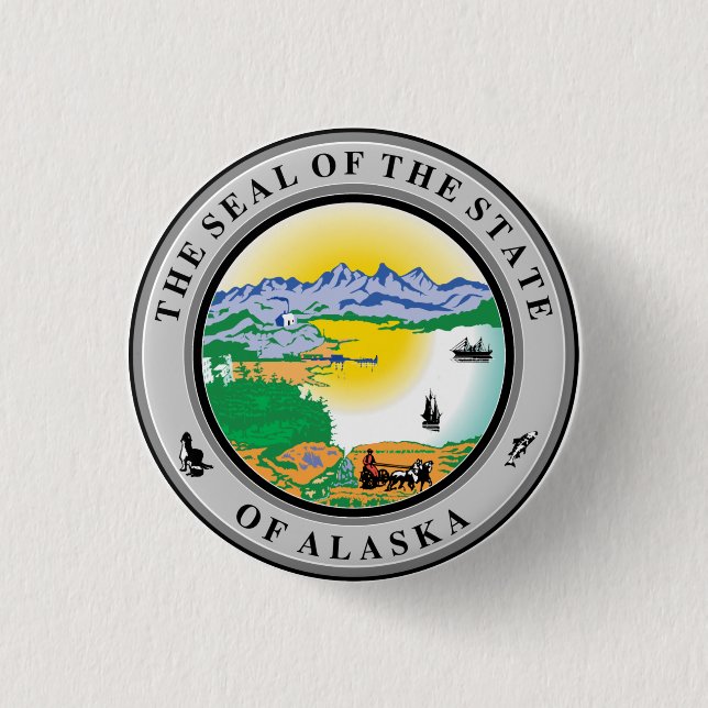 Staat Siegel Alaska Button (Vorderseite)