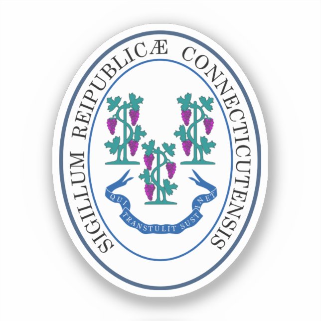 Staat Siegel Connecticut, USA Aufkleber (Vorderseite)