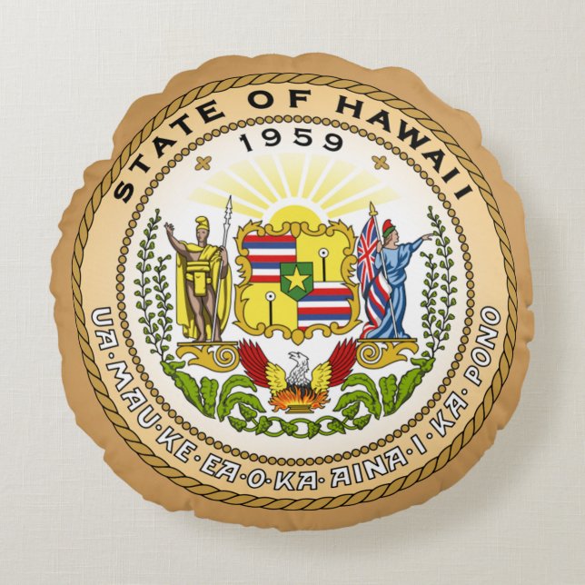 Staat Siegel Hawaii Rundes Kissen (Vorderseite)
