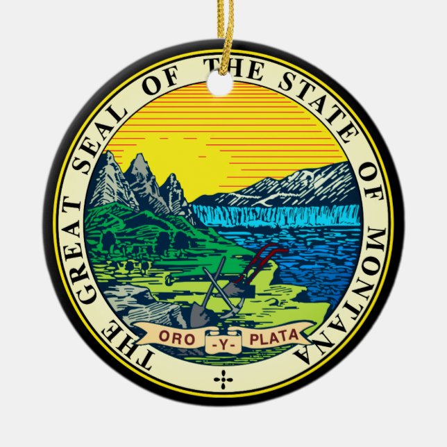 Staat Siegel Montana (USA) Keramik Ornament (Vorne)