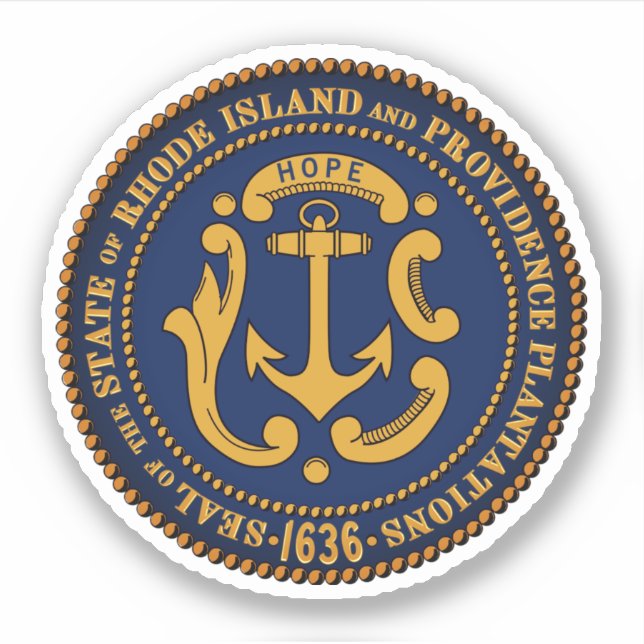 Staat Siegel Rhode Island Aufkleber (Vorderseite)