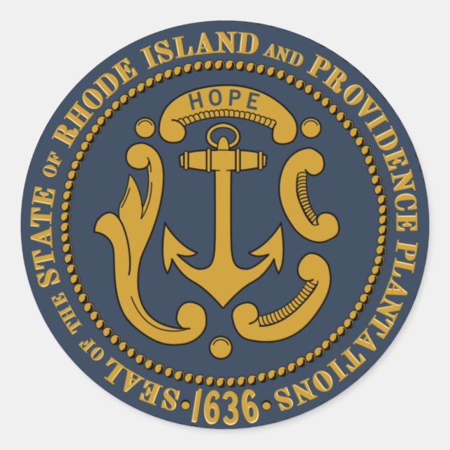 Staat Siegel Rhode Island Runder Aufkleber (Vorderseite)