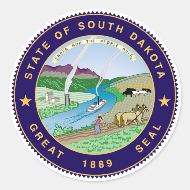 Staat Siegel South Dakota Runder Aufkleber (Vorderseite)