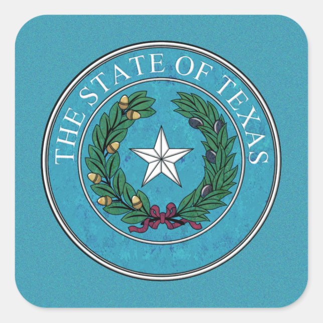 STAAT SIEGEL TEXAS QUADRATISCHER AUFKLEBER (Vorderseite)