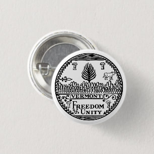 Staat Siegel von Vermont in Schwarzweiß-T - Shirt Button