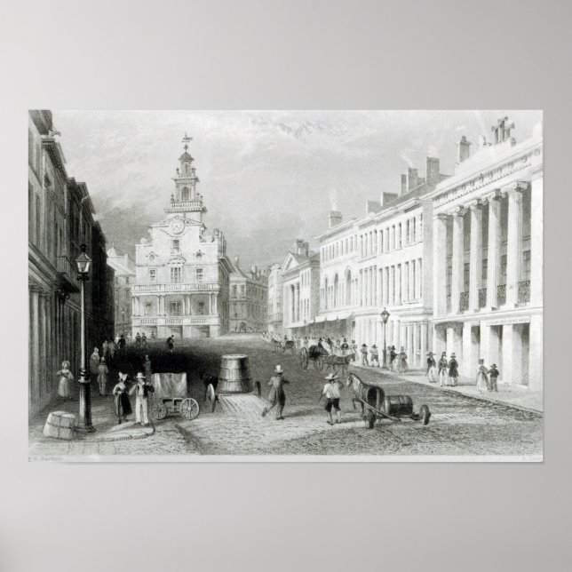Staat Street, Boston, Gravur von S.Lacey Poster (Vorne)