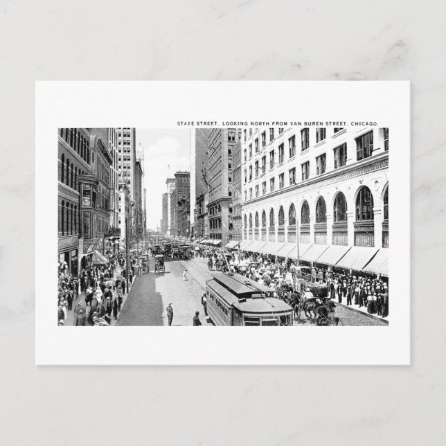 Staat Street, Chicago, Illinois Postkarte (Vorderseite)