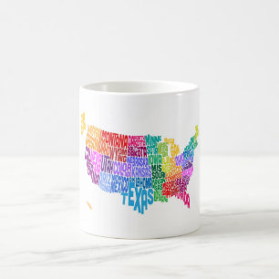Staat-Typografie-Textabbildung Kaffeetasse