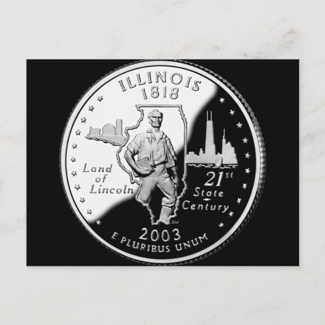 Staat Viertel der rückwärtigen Imitate von Illinoi Postkarte (Vorderseite)