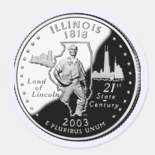 Staat Viertel der rückwärtigen Imitate von Illinoi Runder Aufkleber