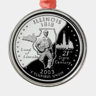 Staat Viertel der rückwärtigen Imitate von Illinoi Silbernes Ornament