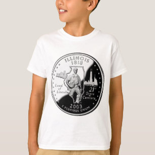 Staat Viertel der rückwärtigen Imitate von Illinoi T-Shirt