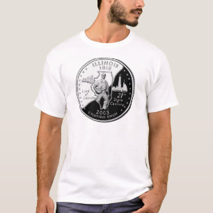 Staat Viertel der rückwärtigen Imitate von Illinoi T-Shirt
