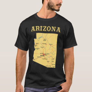 Staat von Arizona Karte mit den Hauptverkehrsstraß T-Shirt