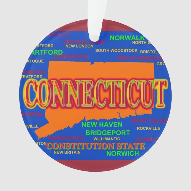 Staat von Connecticut-Karte, New-Haven, Hartford Ornament (Vorderseite)