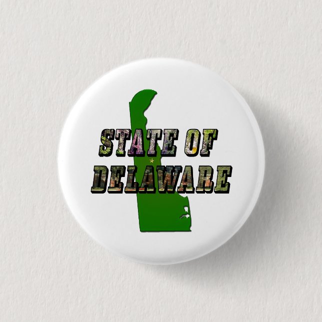 Staat von Delaware-Bildtext und -Karte Button (Vorderseite)