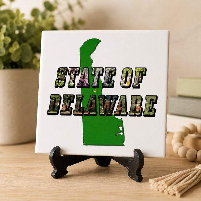 Staat von Delaware Picture Text & Map Kontur Fliese (State of Delaware Picture Text & Map Outline Ceramic Tile)