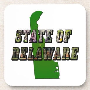 Staat von Delaware Picture Text & Map Kontur Getränkeuntersetzer
