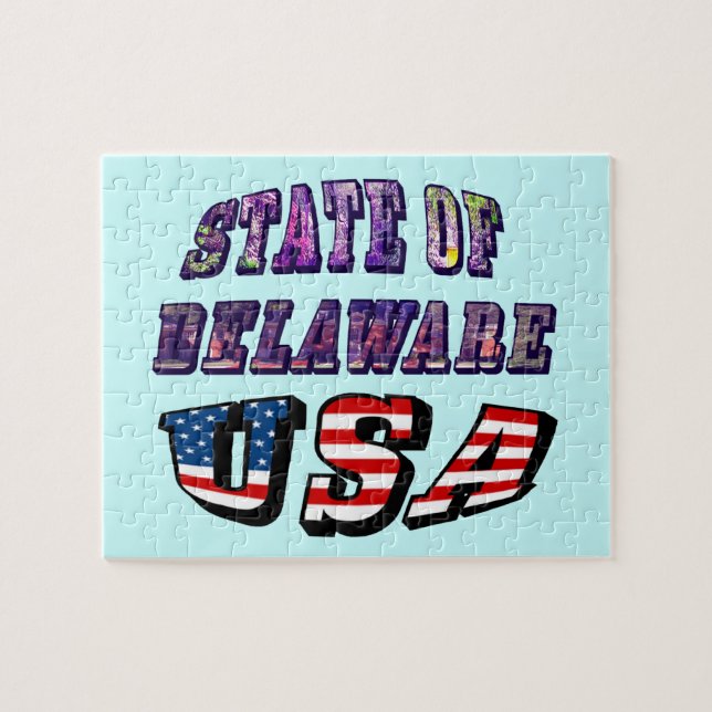 Staat von Delaware USA Foto & Flag Text (Horizontal)