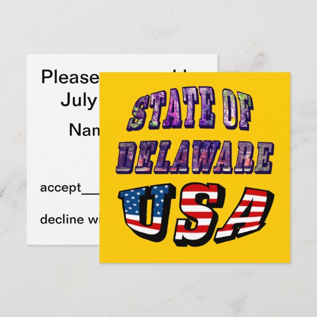 Staat von Delaware USA Foto & Flag Text Einladung (Vorne/Hinten)