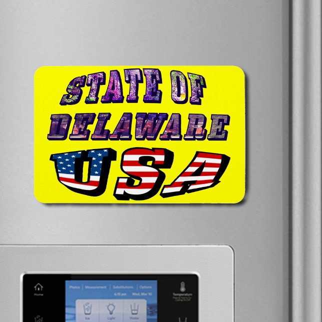 Staat von Delaware USA Foto & Flag Text Magnet (State of Delaware USA Photo & Flag Text Flexible Magnet)