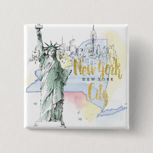 Staat von Freiheitsstatuen New York Button