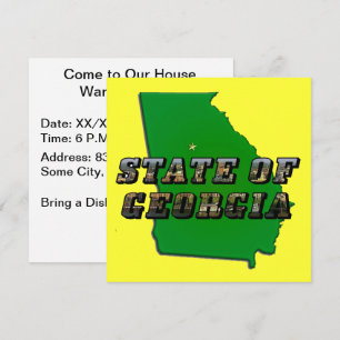 Staat von Georgia Map Kontur and Picture Text Einladung