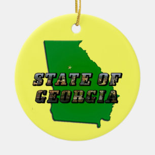 Staat von Georgia Map Kontur and Picture Text Keramikornament
