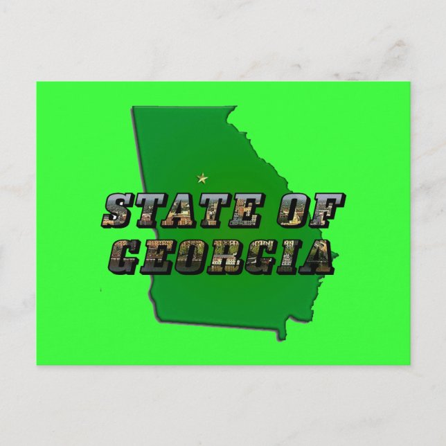 Staat von Georgia Map Kontur and Picture Text Postkarte (Vorderseite)
