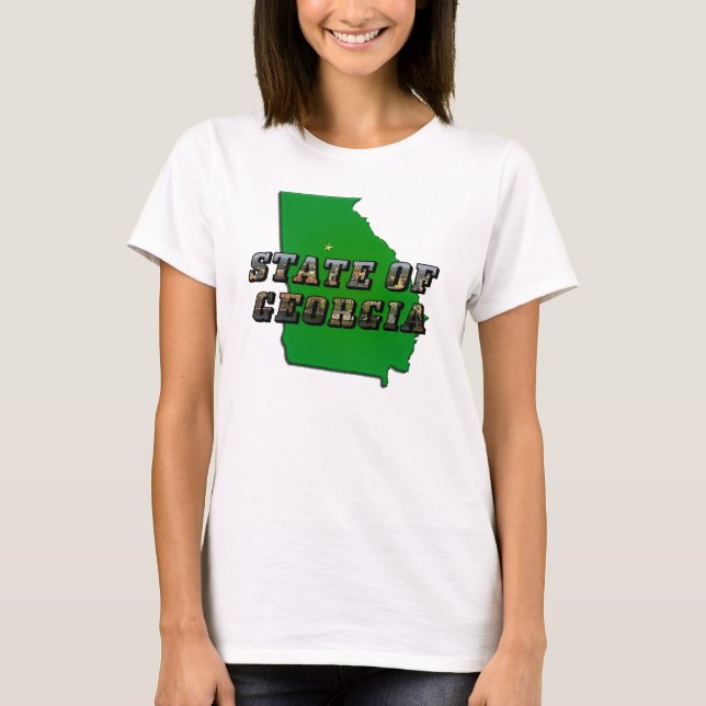 Staat von Georgia Map Kontur and Picture Text T-Shirt (Vorderseite)