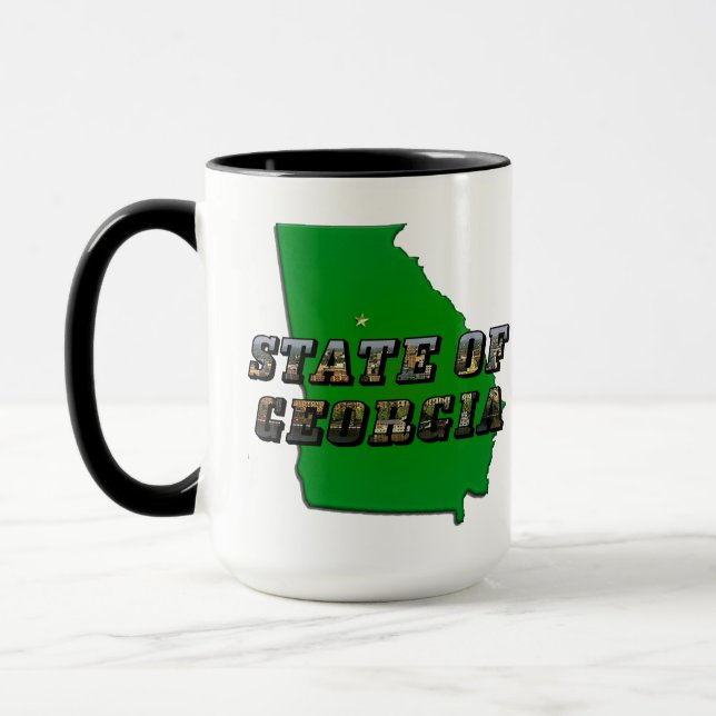 Staat von Georgia Map Kontur and Picture Text Tasse (Links)
