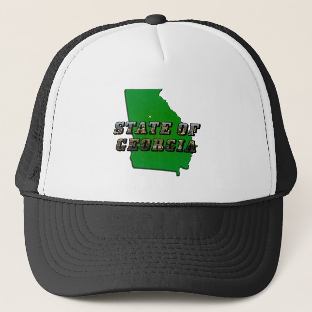 Staat von Georgia Map Kontur and Picture Text Truckerkappe (Vorderseite)