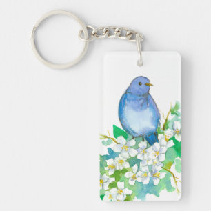 Staat von Idaho Mountain Bluebird Syringa Blume Schlüsselanhänger