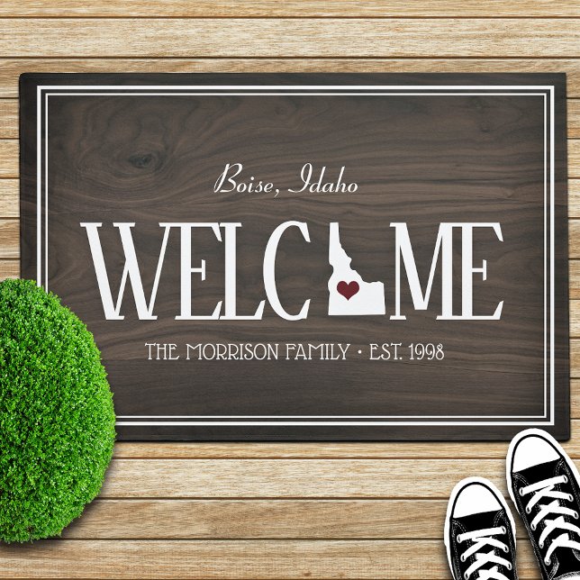 Staat von Idaho Personalisiertes Holzkorn Fußmatte (Von Creator hochgeladen)